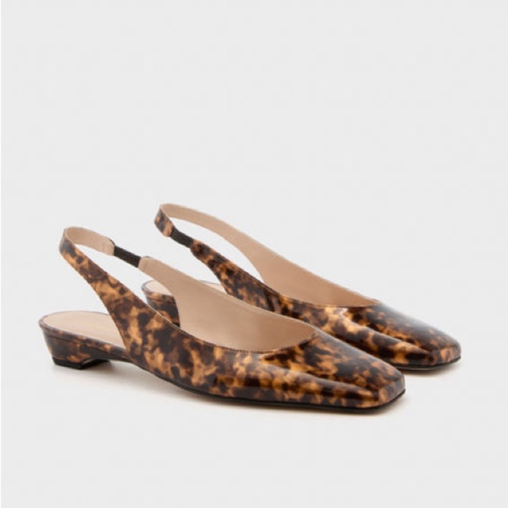 New Tuckernuck Tortoise Print “Liv” Patent Leather Slingback Flats Ret. $225